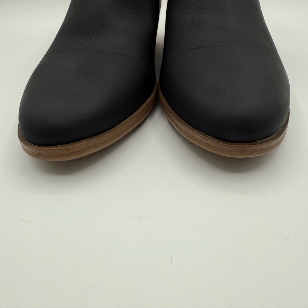 Dr. Scholl’s Literally Black Cutout Ankle Boots w/ Gold Buckle & Stacked Heel - Picture 14 of 16